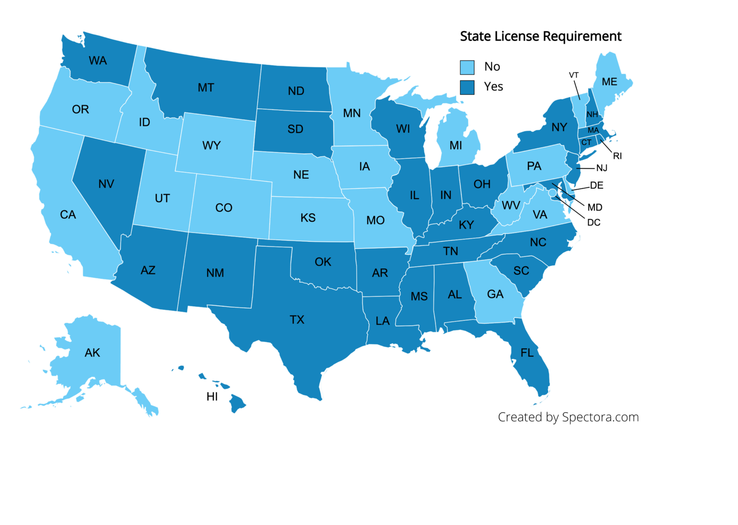 State by State Home Inspector Licensing Requirements For 2024 Map state-by-state-home-inspector-licensing-requirements-for-2024-map