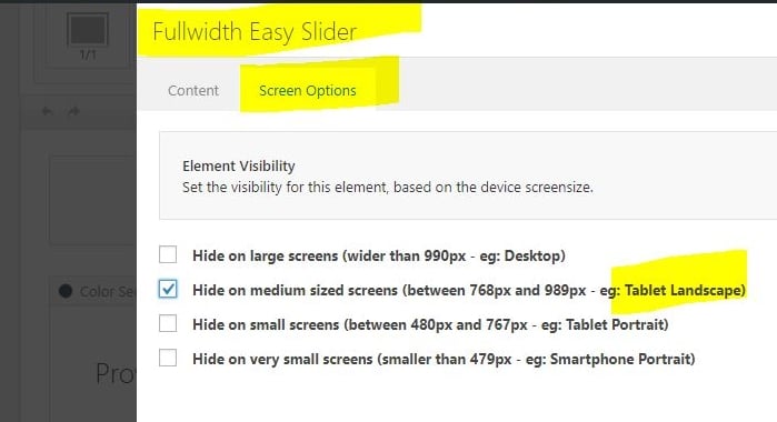 Spectora Website Editor - Visibility Settings