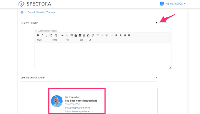 Customize Spectora Emails