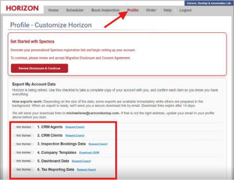 export data horizon 1