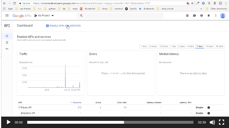 Google APIs Dashboard