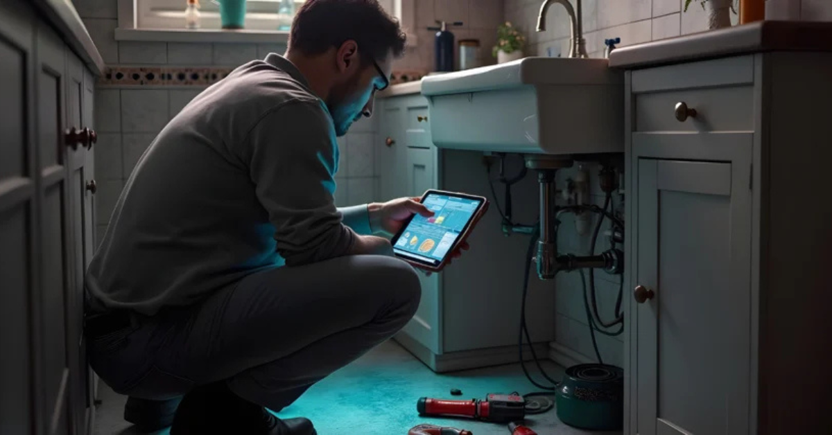 Home inspector using inspection report software on a tablet to review a digital home inspection report.